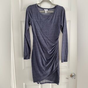 Leith long sleeve blue ruched bodycon dress size medium